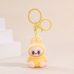 New Cute Yellow Labubu Bunny Keychain dangeler clip
